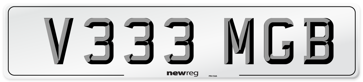 V333 MGB Number Plate from New Reg